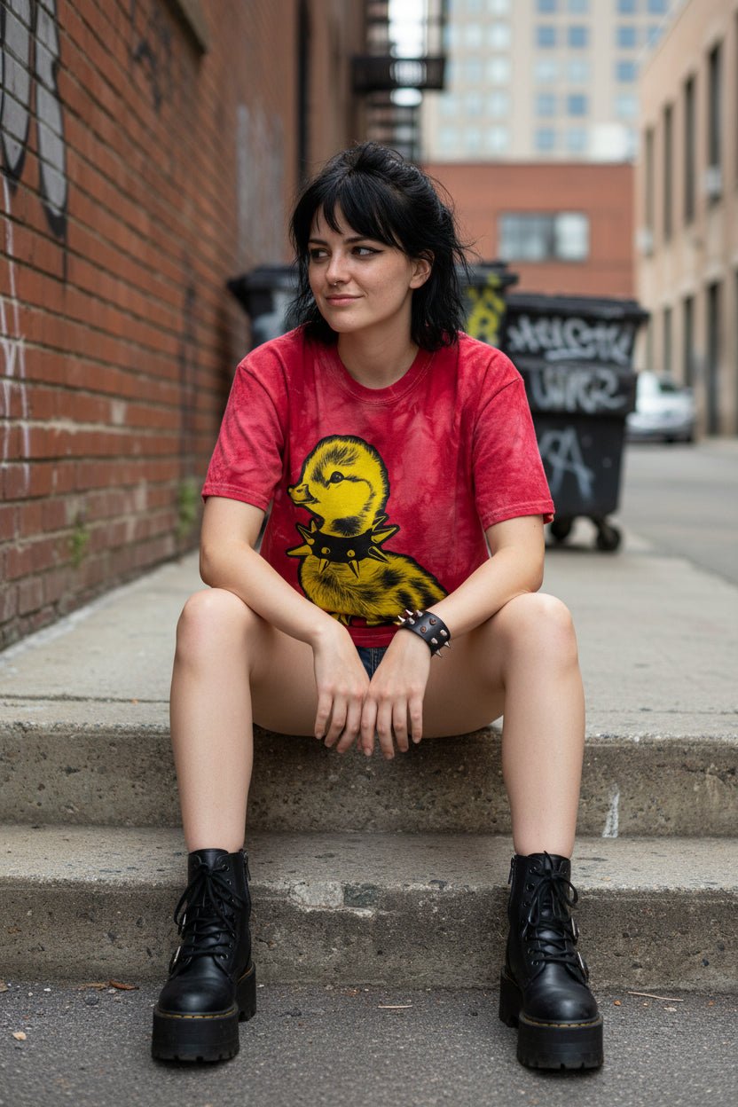T-Shirt - Tie Dye Punk Duck Shirt | Unisex Heavy Cotton - Gildan 5000 | Animals, Funny | Punk from SHIRT MONSTERS