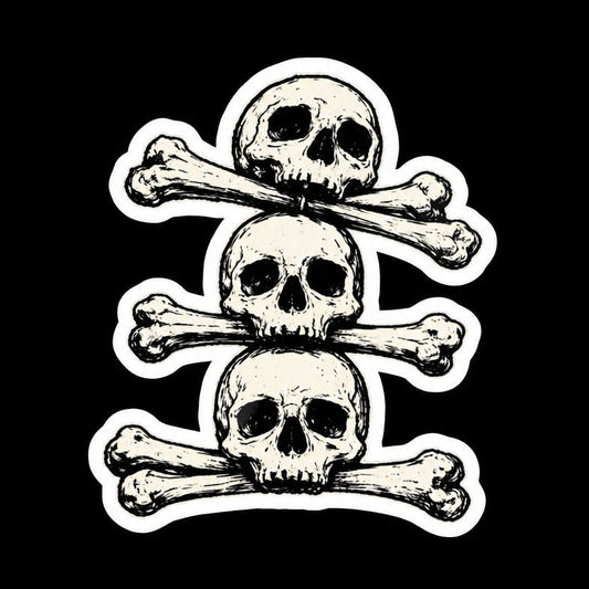 Paper products - Triple Skull Sticker | Glossy Kiss Cut | Skulls & Skeletons | Goth/Gothic from SHIRT MONSTERS