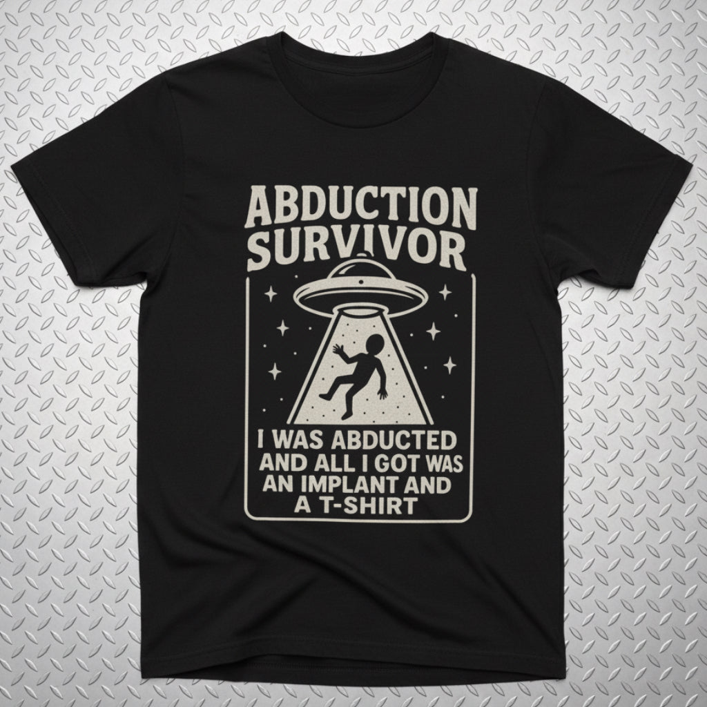 T-Shirt - UFO Abduction Survivor Tee | Light Fitted - Unisex Bella+Canvas 3001 | Alien & UFO, Funny | Psychedelic from SHIRT MONSTERS