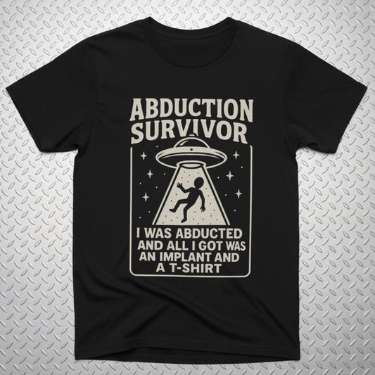 T-Shirt - UFO Abduction Survivor Tee | Light Fitted - Unisex Bella+Canvas 3001 | Alien & UFO, Funny | Psychedelic from SHIRT MONSTERS