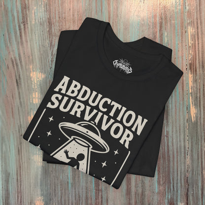 T-Shirt - UFO Abduction Survivor Tee | Light Fitted - Unisex Bella+Canvas 3001 | Alien & UFO, Funny | Psychedelic from SHIRT MONSTERS