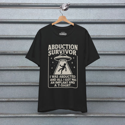 T-Shirt - UFO Abduction Survivor Tee | Light Fitted - Unisex Bella+Canvas 3001 | Alien & UFO, Funny | Psychedelic from SHIRT MONSTERS