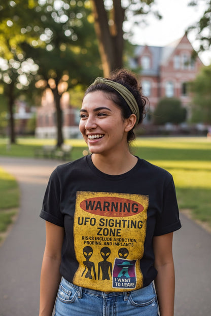 T-Shirt - UFO Sighting Zone Shirt | Light Fitted Tee from SHIRT MONSTERS