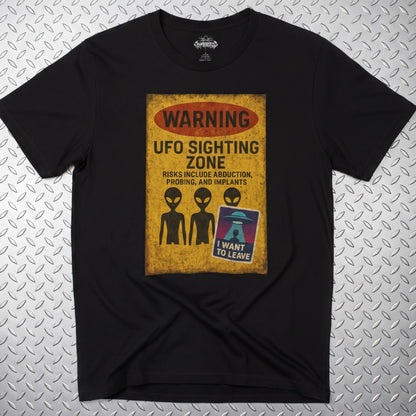 T-Shirt - UFO Sighting Zone Shirt | Light Fitted Tee from SHIRT MONSTERS