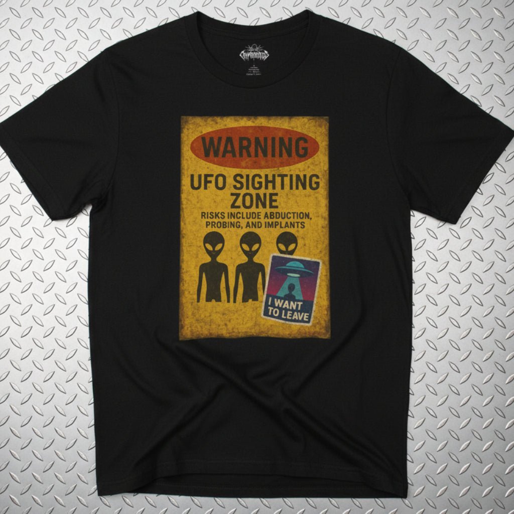 T-Shirt - UFO Sighting Zone Shirt | Light Fitted - Unisex Bella+Canvas 3001 | Alien & UFO, Funny | Retro & Vintage from SHIRT MONSTERS
