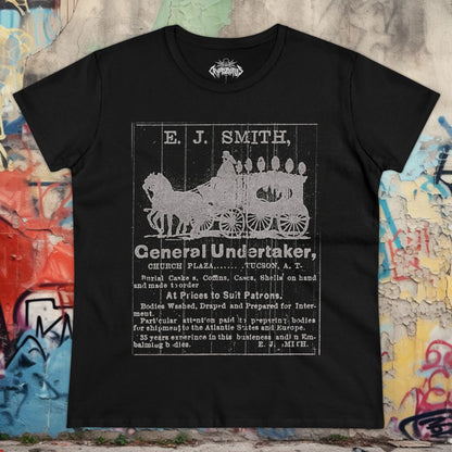 T-Shirt - Undertaker Vintage Ad Ladies Tee | Ladies Tee | Dark Humor, Horror | Goth/Gothic from Crypto Zoo Tees