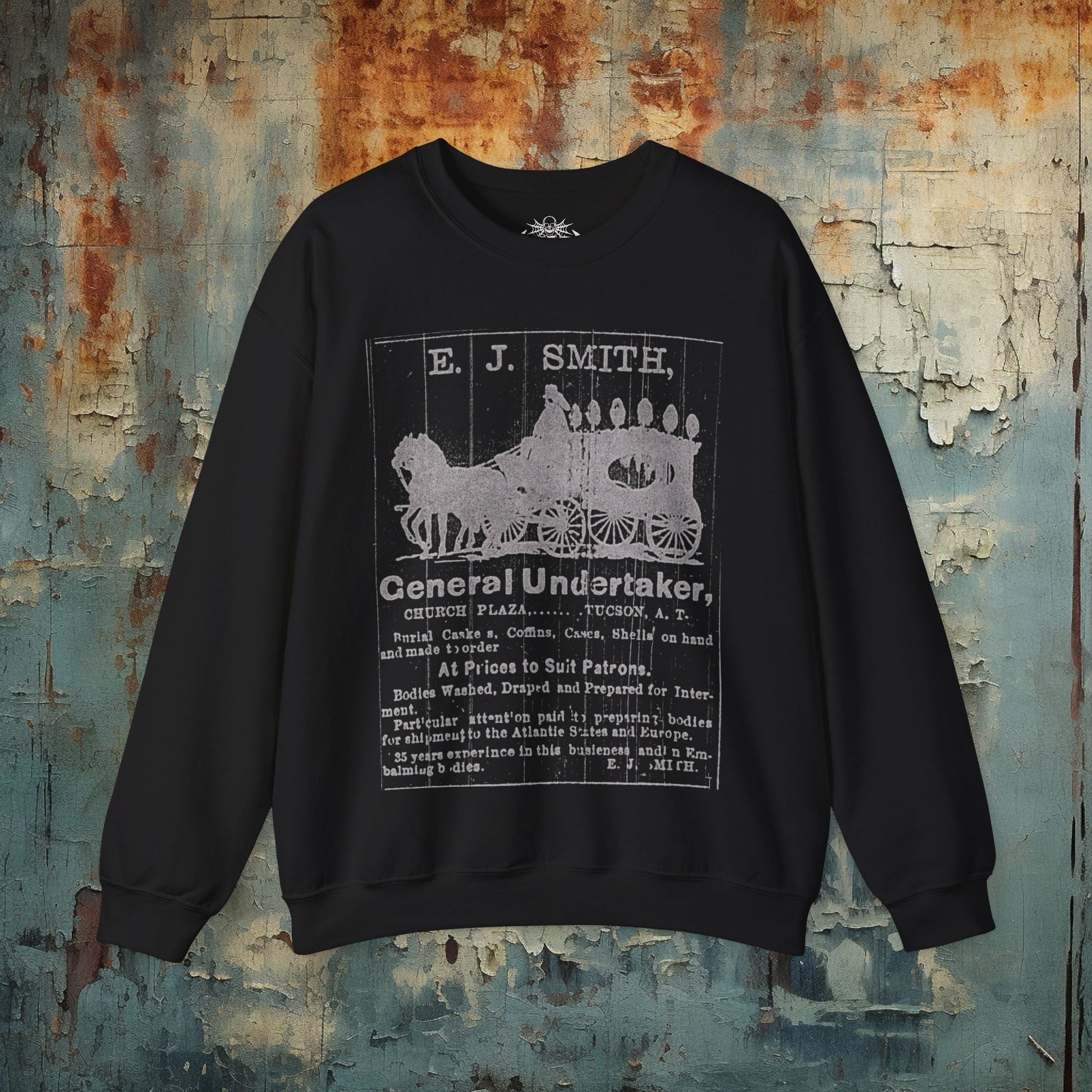 Sweatshirt - Undertaker Vintage Ad Sweatshirt | Sweatshirt | Dark Humor, Horror | Goth/Gothic from Crypto Zoo Tees