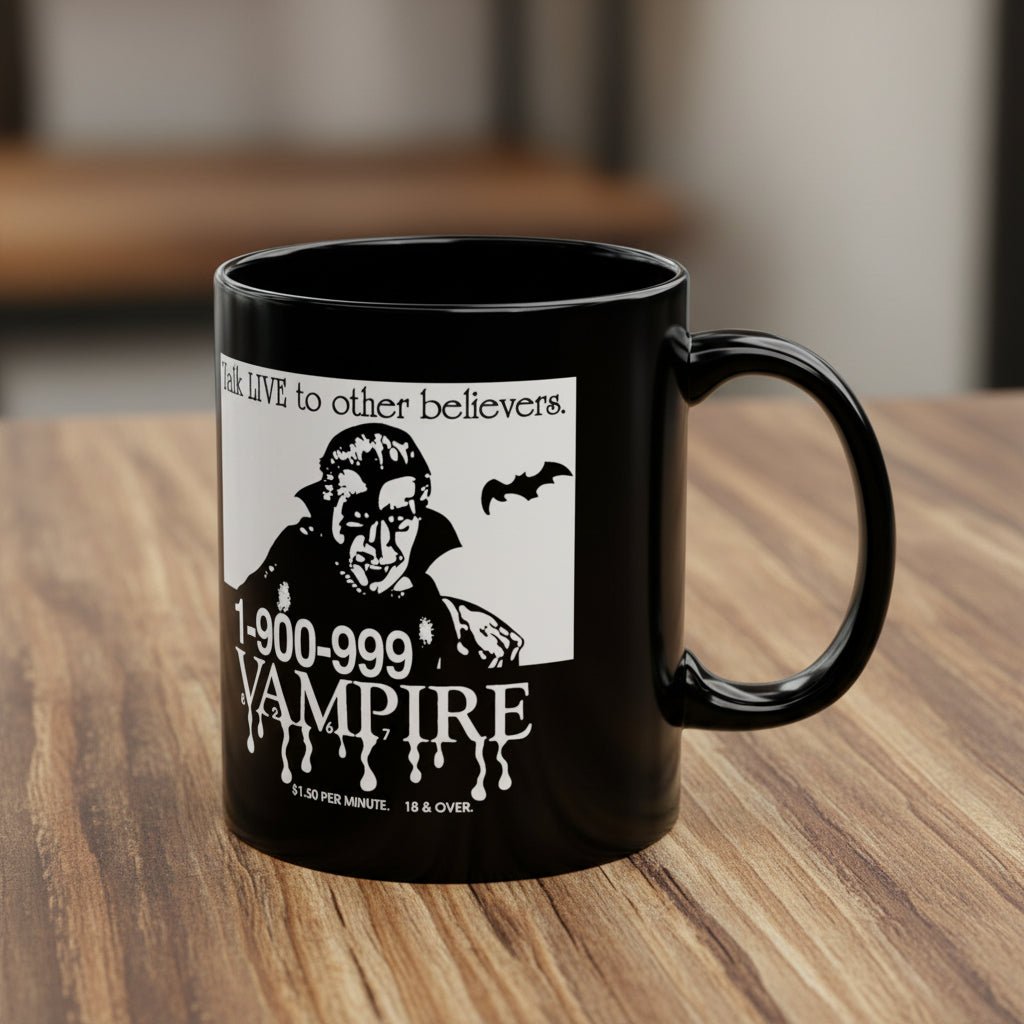 Mug - Vampire Hotline Mug | Horror, Halloween | Black Coffee Mug 11oz 15oz from SHIRT MONSTERS