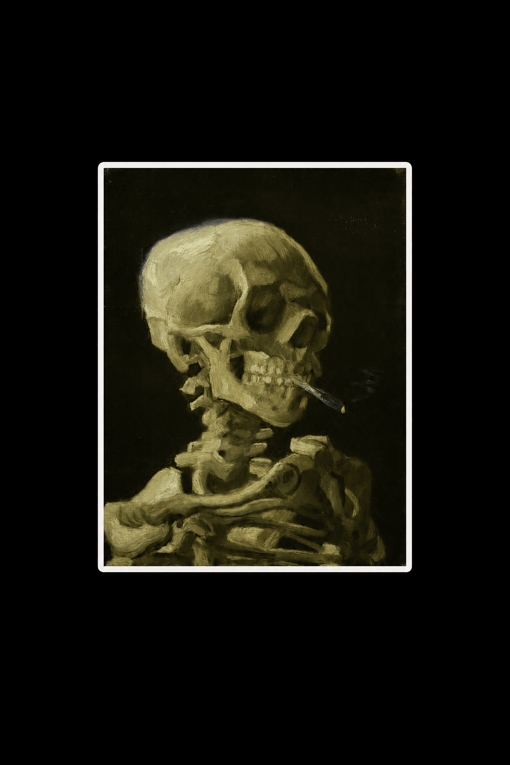 Paper products - Van Gogh Smoking Skeleton Sticker | Skulls & Skeletons | Goth/Gothic from SHIRT MONSTERS