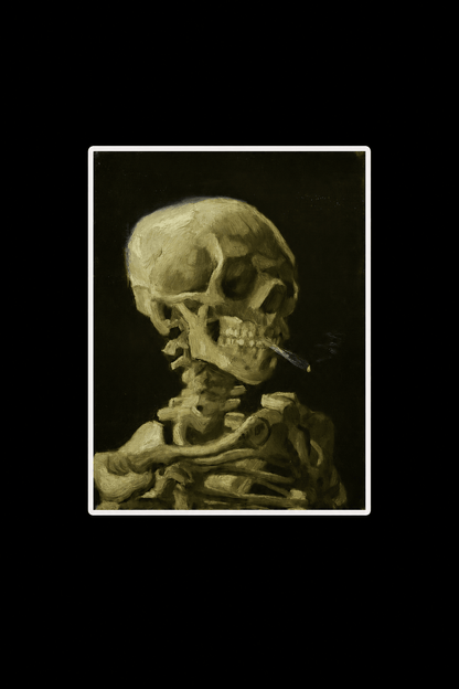 Paper products - Van Gogh Smoking Skeleton Sticker | Skulls & Skeletons | Goth/Gothic from SHIRT MONSTERS