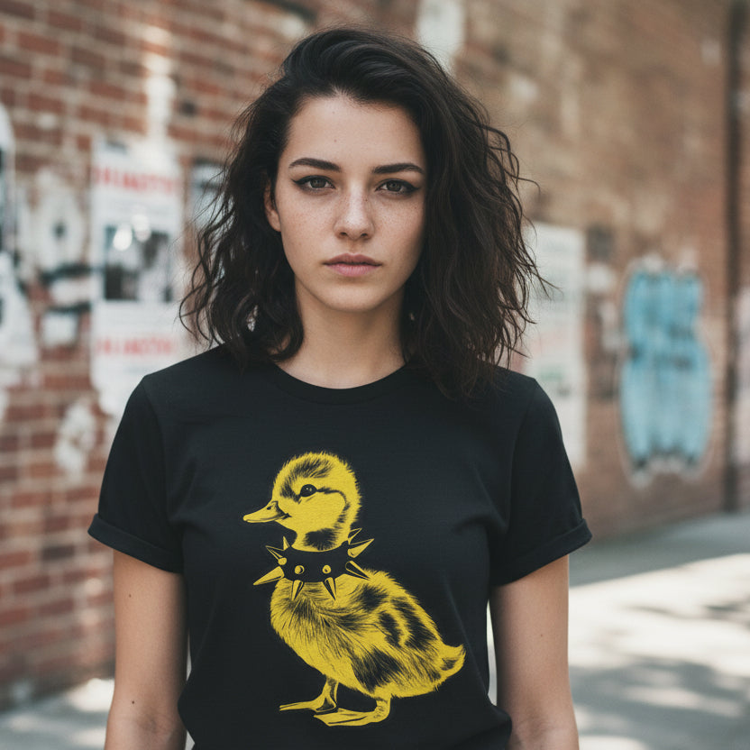 T-Shirt - Venti Punk Duck in Spiked Collar Funny Animal Tee | Bella + Canvas Unisex T-shirt from Crypto Zoo Tees