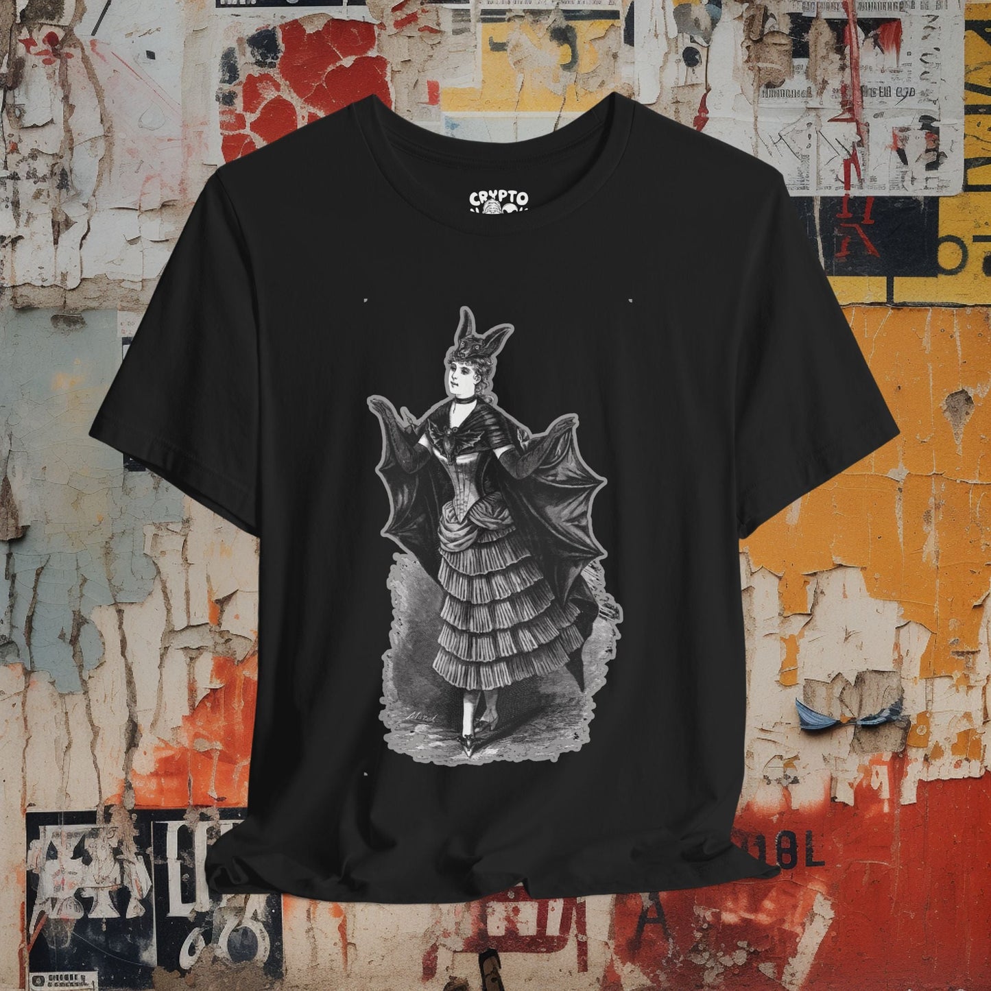 T-Shirt - Victorian Gothic Bat Girl - Dark Elegant Artwork, Gothic Home Decor, Spooky Art Print, Vintage Halloween Aesthetic, Bat Girl Poster from Crypto Zoo Tees