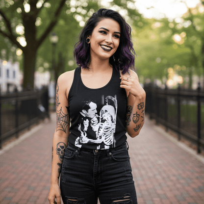 T-Shirt - Vincent Price Skeleton Tank | Horror, Skulls & Skeletons | Ladies Racerback Tank Top - Next Level 1533 from Crypto Zoo Tees