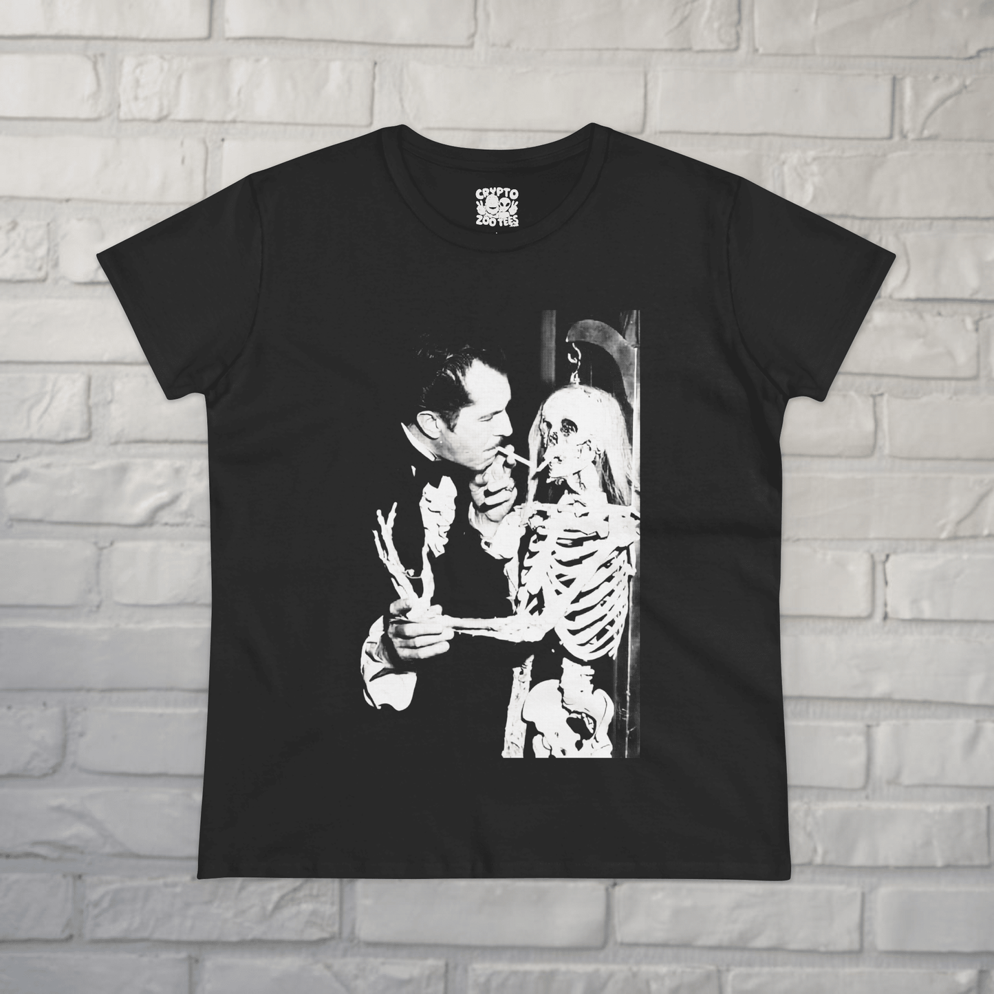 T-Shirt - Vincent Price Skeleton Tee | Horror, Skulls & Skeletons | Ladies Tee - Gildan 5000L from Crypto Zoo Tees