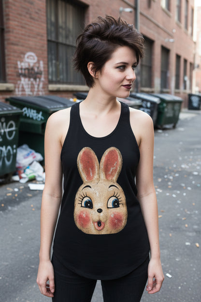 T-Shirt - Vintage Bunny Mask Shirt | Halloween | Goth/Gothic | Ladies Racerback Tank Top from SHIRT MONSTERS