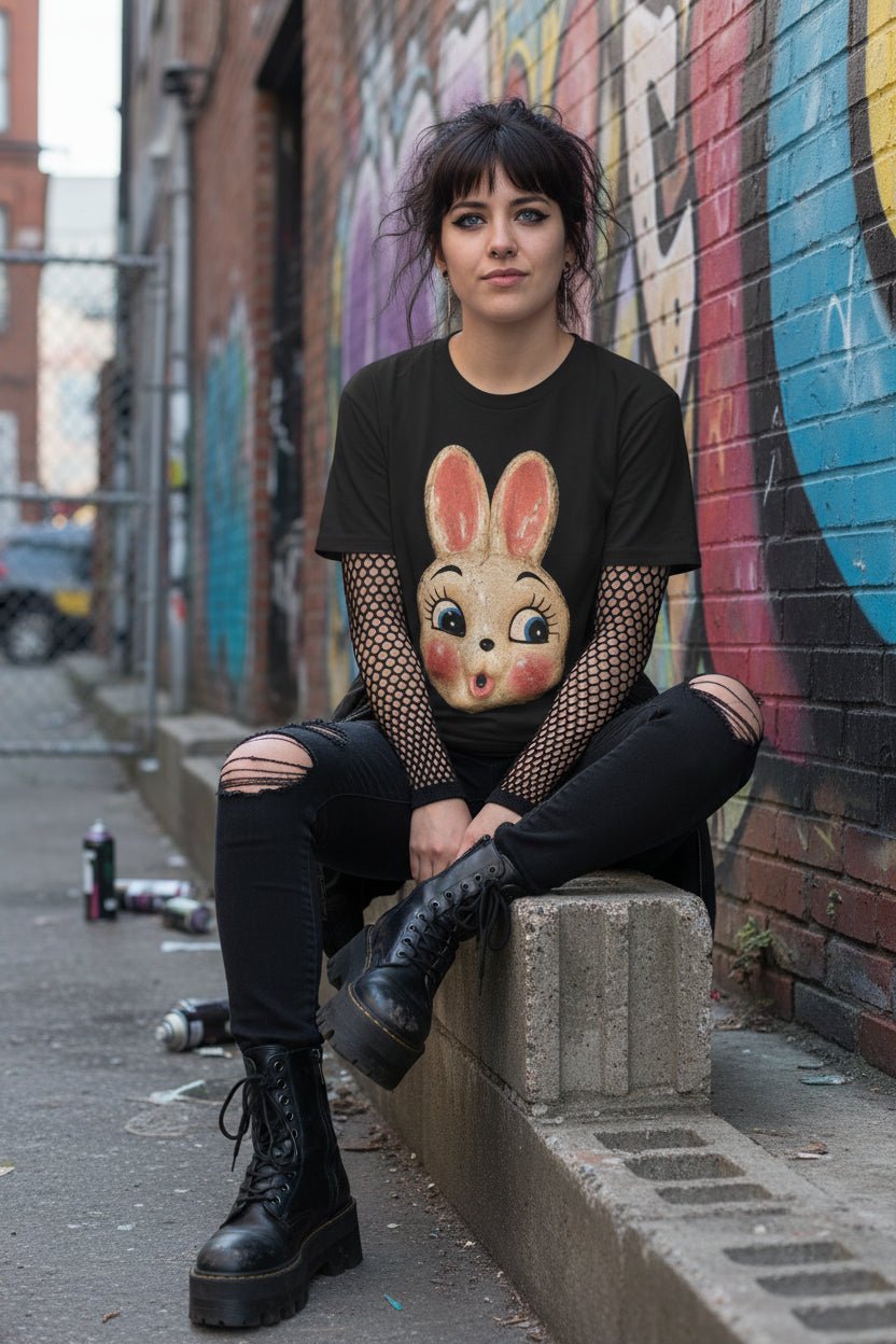 T-Shirt - Vintage Bunny Mask Shirt | Halloween | Goth/Gothic | Pullover Hoodie from SHIRT MONSTERS