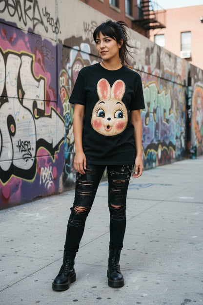 T-Shirt - Vintage Bunny Mask Shirt | Halloween | Goth/Gothic | Pullover Hoodie from SHIRT MONSTERS