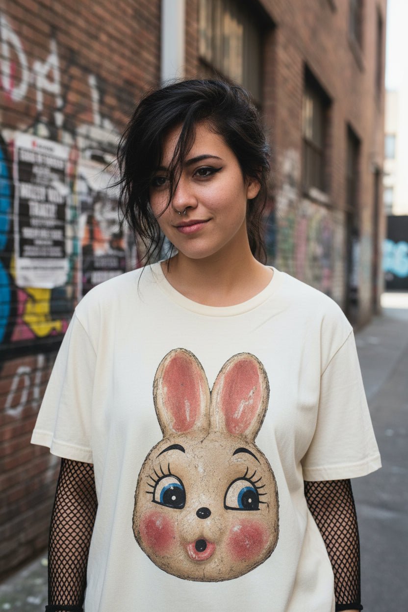 T-Shirt - Vintage Bunny Mask Shirt | Halloween | Goth/Gothic | Pullover Hoodie from SHIRT MONSTERS