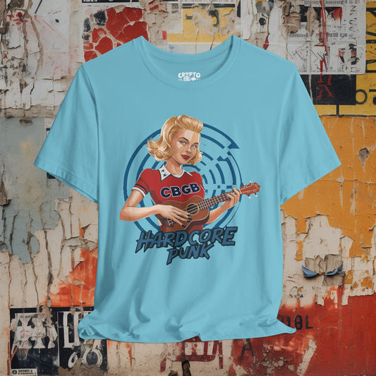 T-Shirt - Vintage Hardcore Punk Ukelele CBGB Girl Tee | Bella + Canvas Unisex T-shirt from Crypto Zoo Tees