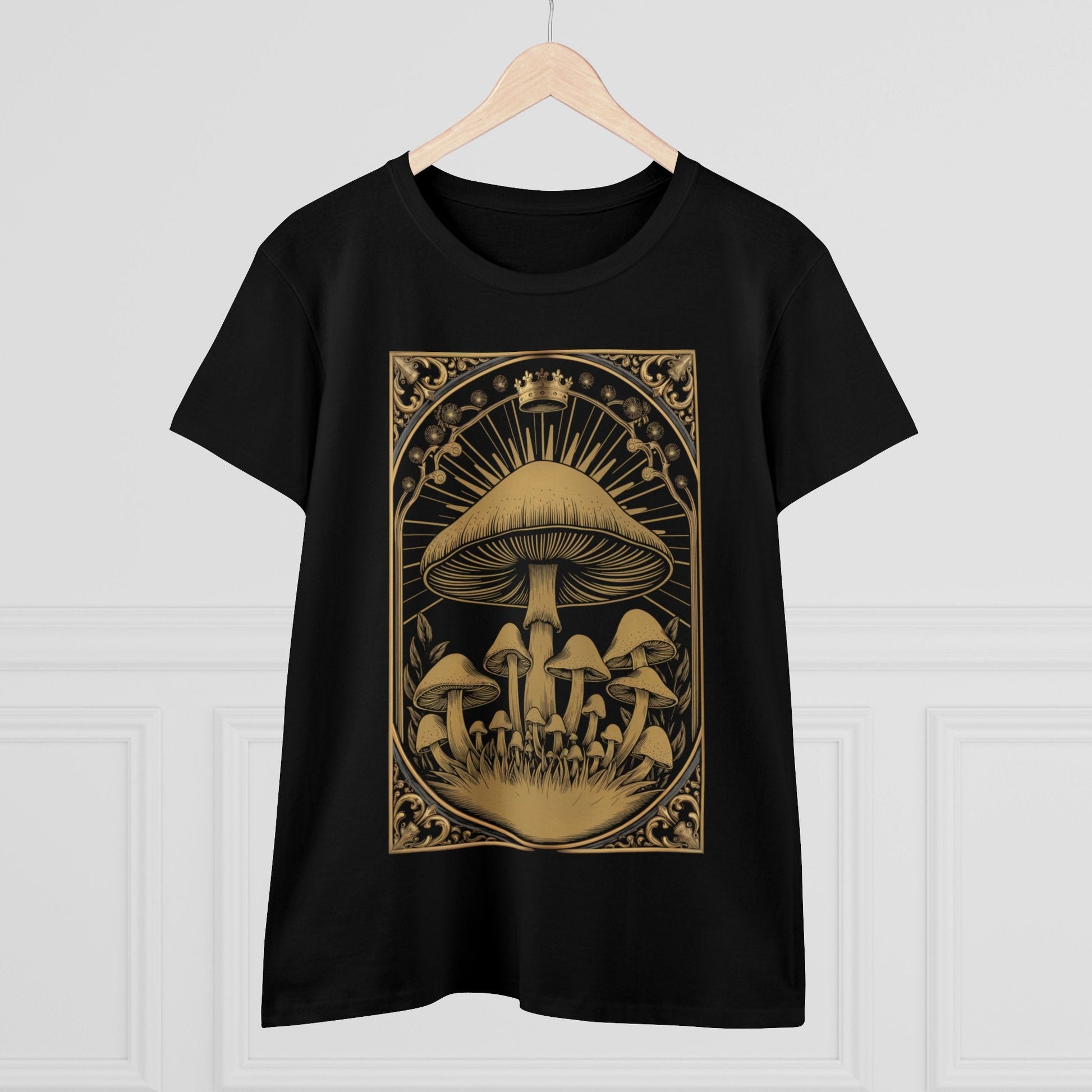 T-Shirt - Vintage Ornate Gothic Mushrooms | Women's T-Shirt | Cotton Ladies Tee from Crypto Zoo Tees