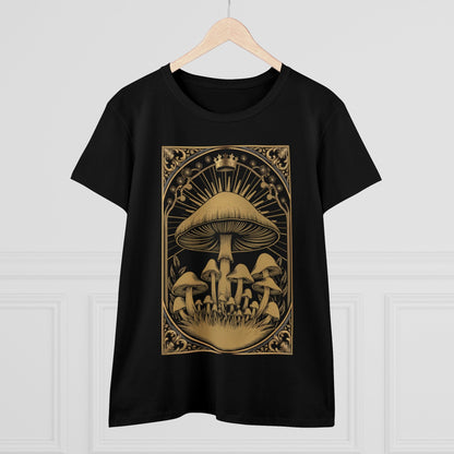 T-Shirt - Vintage Ornate Gothic Mushrooms | Women's T-Shirt | Cotton Ladies Tee from Crypto Zoo Tees
