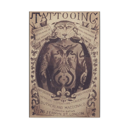 Canvas - Vintage Tattoo Shop Sign Canvas Wall Art - Antique Advertisement Gallery Wrap for Unique Home Decor from Crypto Zoo Tees