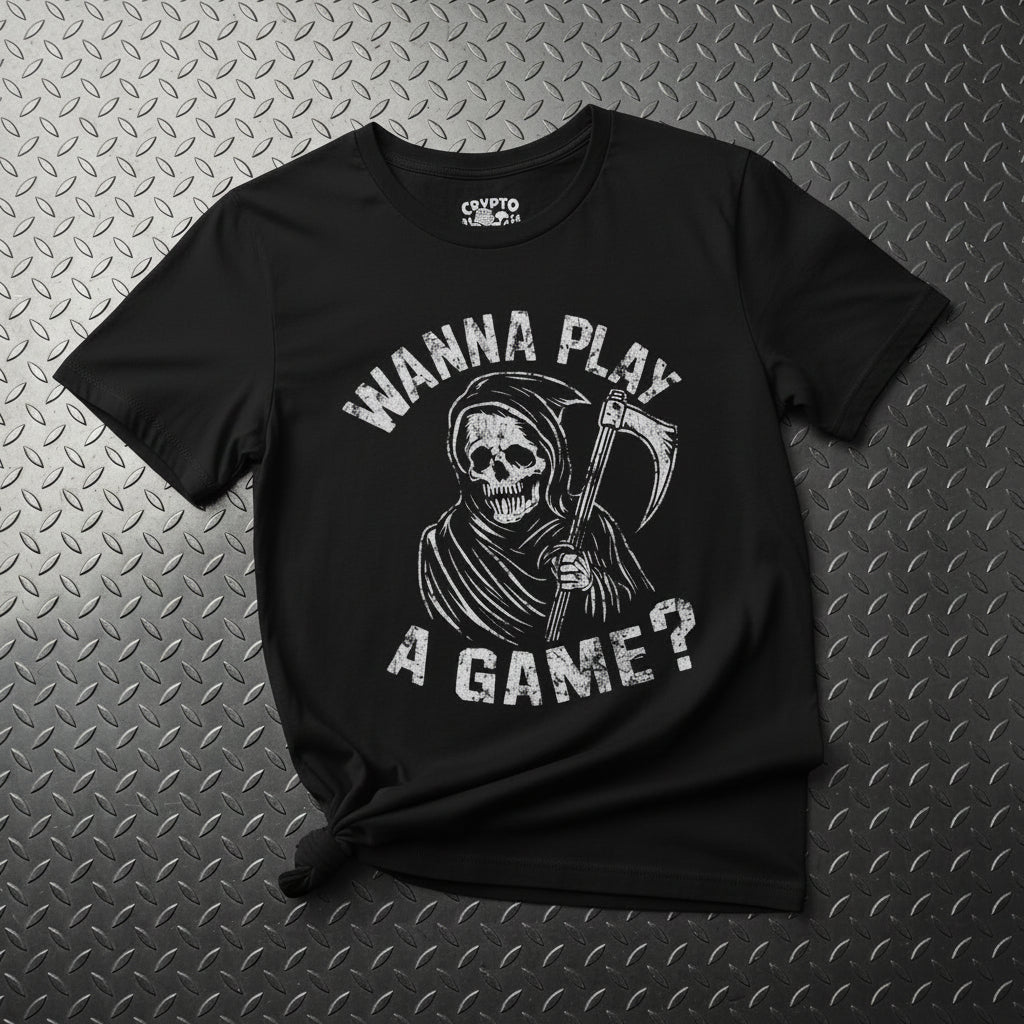 T-Shirt - Wanna Play A Game Grim Reaper Death Tee | Dark Humor Gothic Shirt | Bella + Canvas Unisex T-shirt from Crypto Zoo Tees