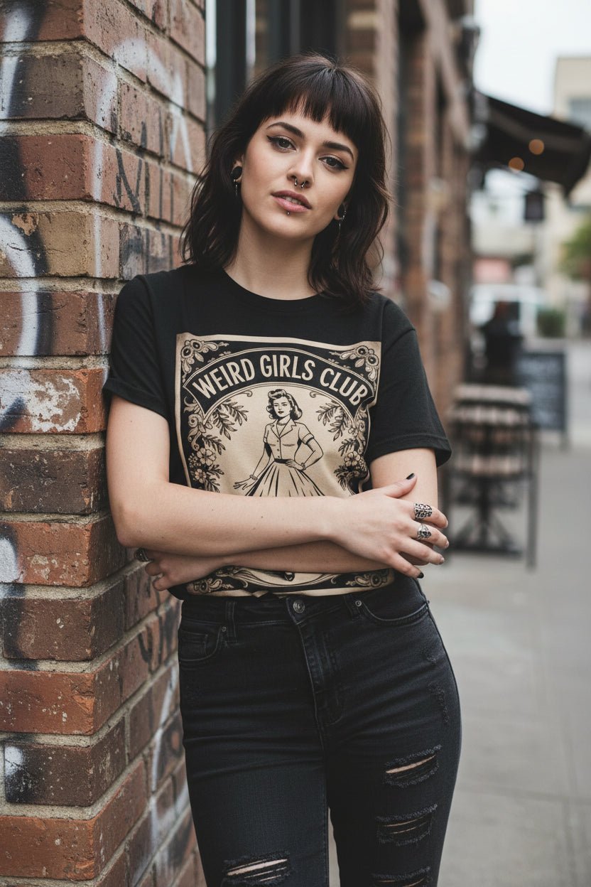 T-Shirt - Weird Girls Club Shirt | Funny, Retro & Vintage | Ladies Tee - Gildan 5000L from SHIRT MONSTERS