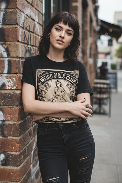 T-Shirt - Weird Girls Club Shirt | Funny, Retro & Vintage | Ladies Tee - Gildan 5000L from SHIRT MONSTERS