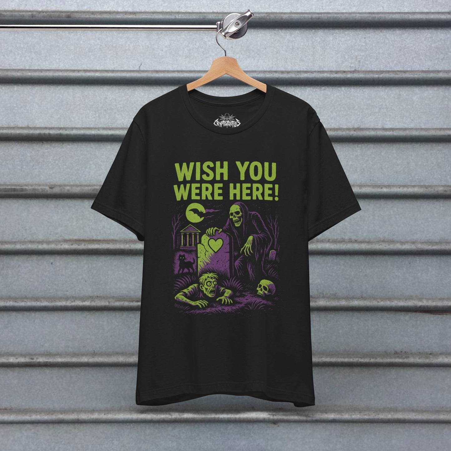 T-Shirt - Wish You Were Here Apparel | T-shirt, Sweatshirt, Hoodie, Tank | Funny, Horror | Goth/Gothic from Crypto Zoo Tees