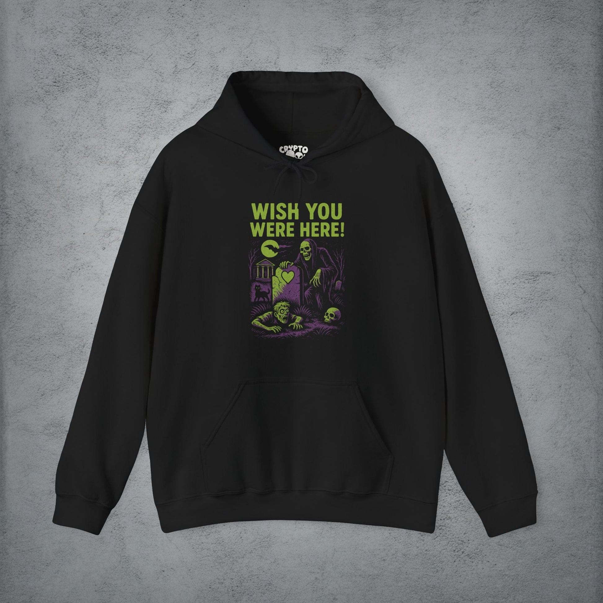 T-Shirt - Wish You Were Here Apparel | T-shirt, Sweatshirt, Hoodie, Tank | Funny, Horror | Goth/Gothic from Crypto Zoo Tees