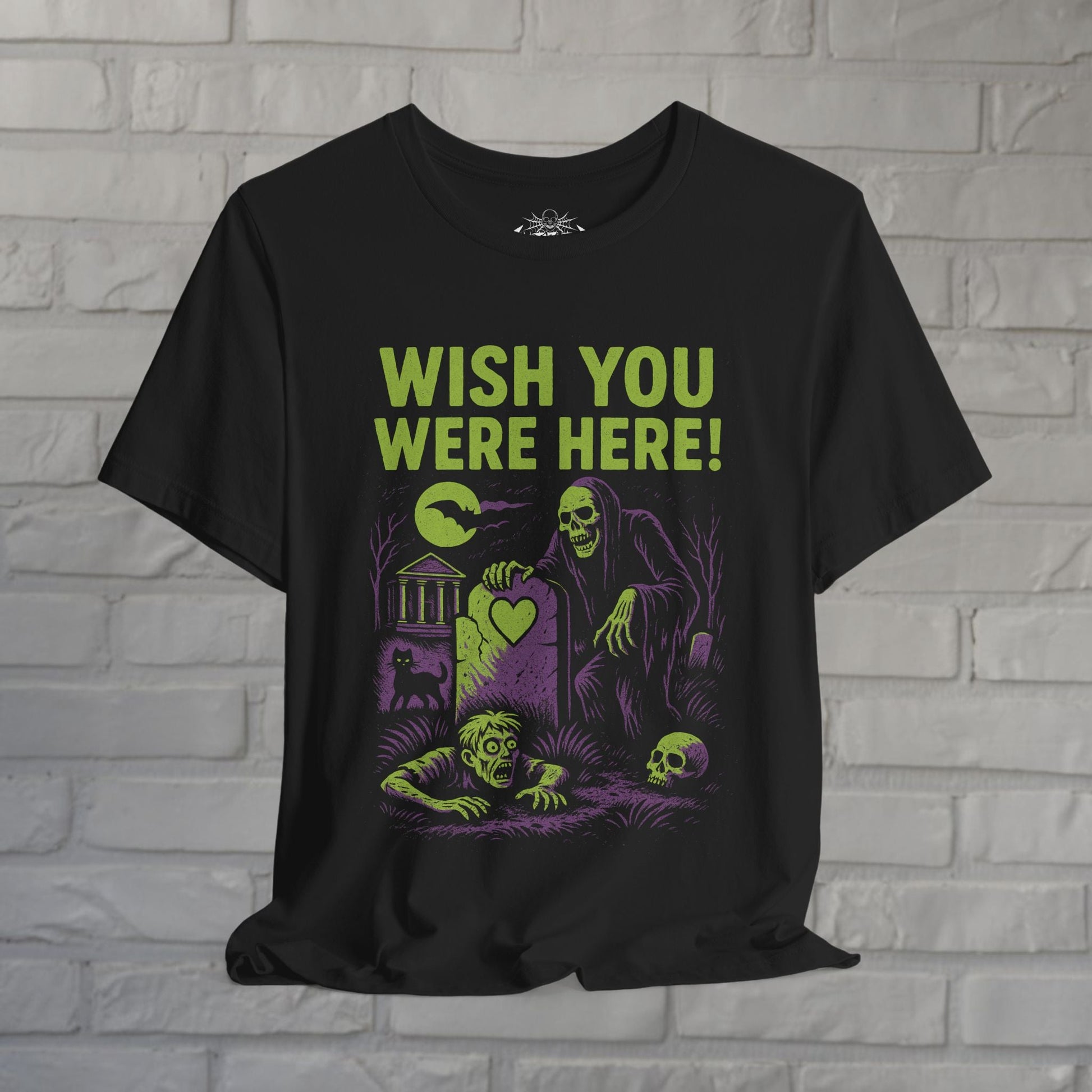T-Shirt - Wish You Were Here Apparel | T-shirt, Sweatshirt, Hoodie, Tank | Funny, Horror | Goth/Gothic from Crypto Zoo Tees