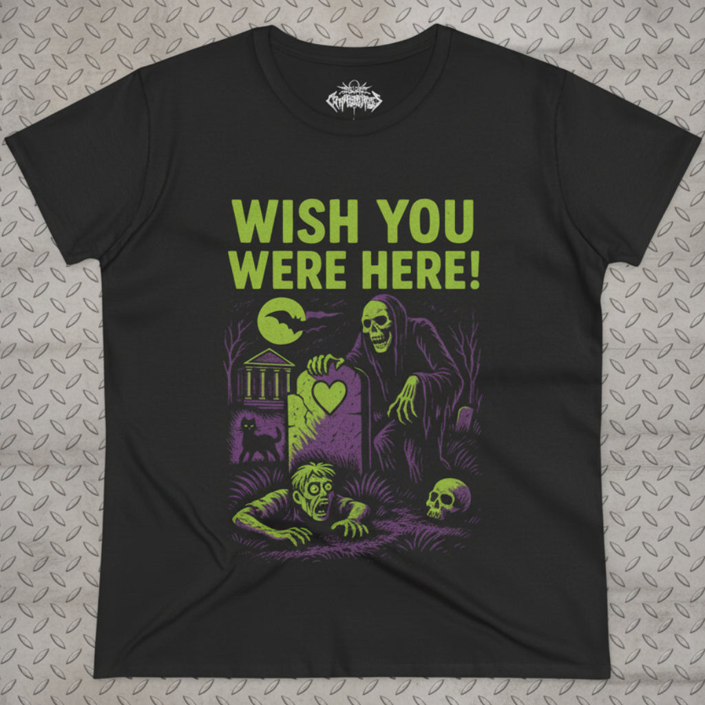 T-Shirt - Wish You Were Here Apparel | T-shirt, Sweatshirt, Hoodie, Tank | Funny, Horror | Goth/Gothic from Crypto Zoo Tees