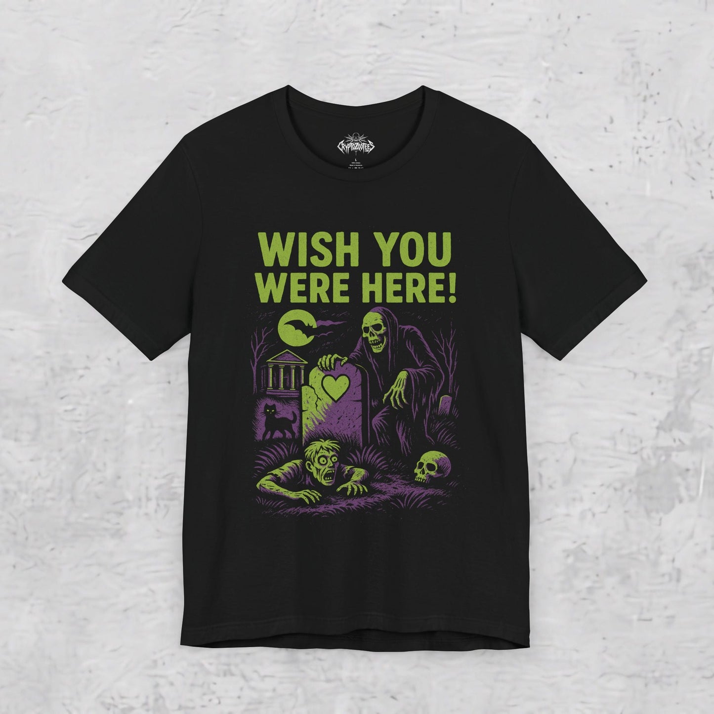 T-Shirt - Wish You Were Here Apparel | T-shirt, Sweatshirt, Hoodie, Tank | Funny, Horror | Goth/Gothic from Crypto Zoo Tees