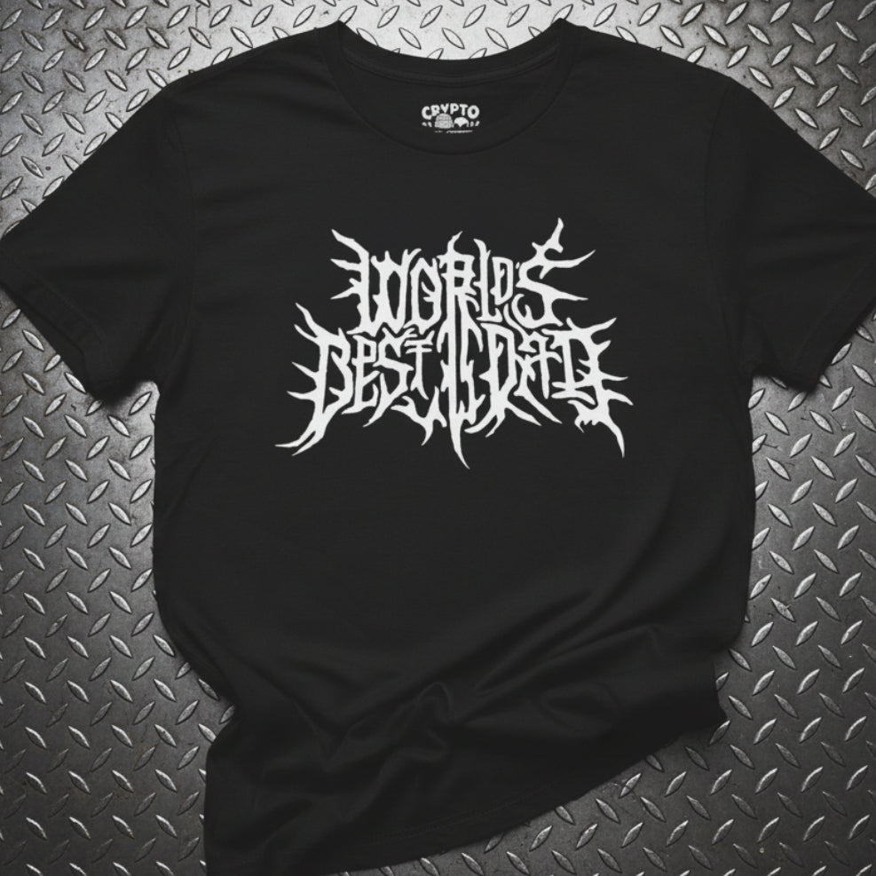 T-Shirt - World's Best Dad Death Metal Logo | People | Music | Bella + Canvas Unisex T-shirt from Crypto Zoo Tees