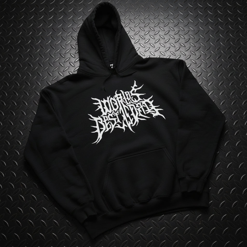 Hoodie - World's Best Dad Death Metal Logo | People | Music | Hoodie | Hooded Sweatshirt from Crypto Zoo Tees