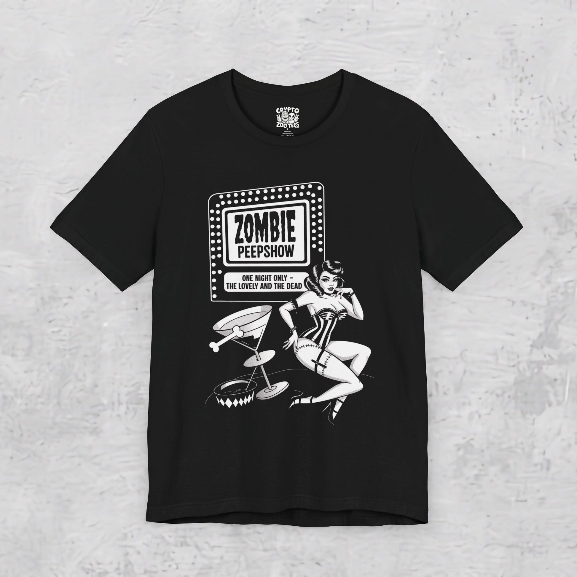 T-Shirt - Zombie Peepshow | Unisex T-shirt | Horror, Retro & Vintage | Rockabilly, Pinup from Crypto Zoo Tees