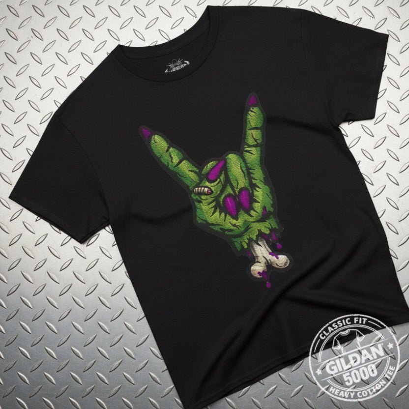 T-Shirt - Zombie Rock Hand Shirt | Unisex Heavy Cotton - Gildan 5000 | Horror, Skulls & Skeletons, Halloween | Punk from Crypto Zoo Tees