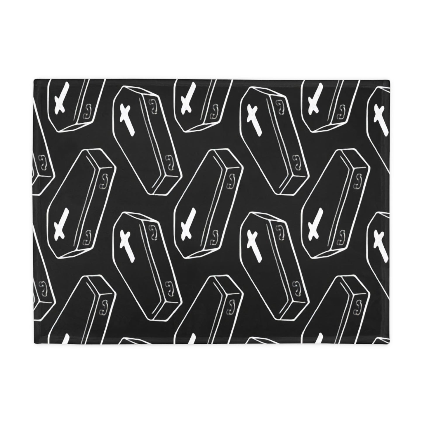 Home Decor - GOTHIC COFFIN THROW: Plush Fleece Blanket for Goth Home Decor Oddities - Halloween Spooky Horror from Crypto Zoo Tees