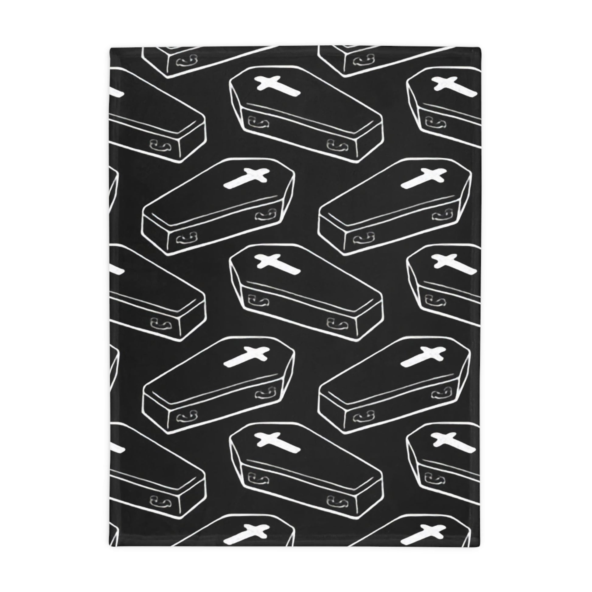 Home Decor - GOTHIC COFFIN THROW: Plush Fleece Blanket for Goth Home Decor Oddities - Halloween Spooky Horror from Crypto Zoo Tees