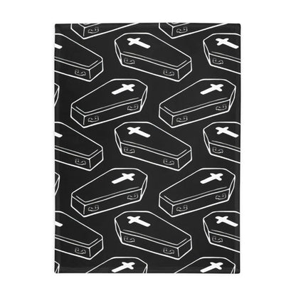 Home Decor - GOTHIC COFFIN THROW: Plush Fleece Blanket for Goth Home Decor Oddities - Halloween Spooky Horror from Crypto Zoo Tees